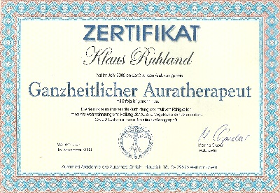 Zertifikat Ganzheitlicher Auratherapeut